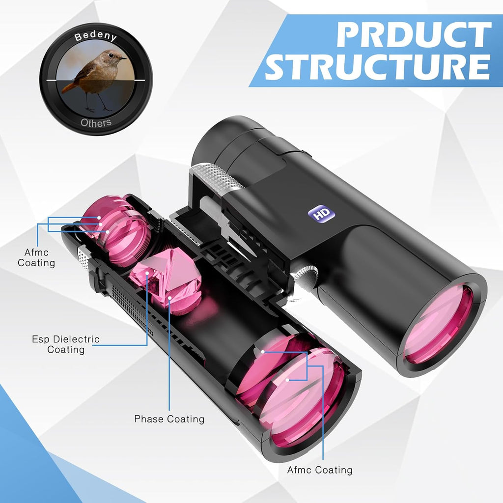 18x50 HD Binoculars for Adults with Upgraded Phone Adapter, Tripod and Tripod Adapter - Professional Waterproof Binoculars with BaK4 prisms and Large View for Bird Watching,Hunting