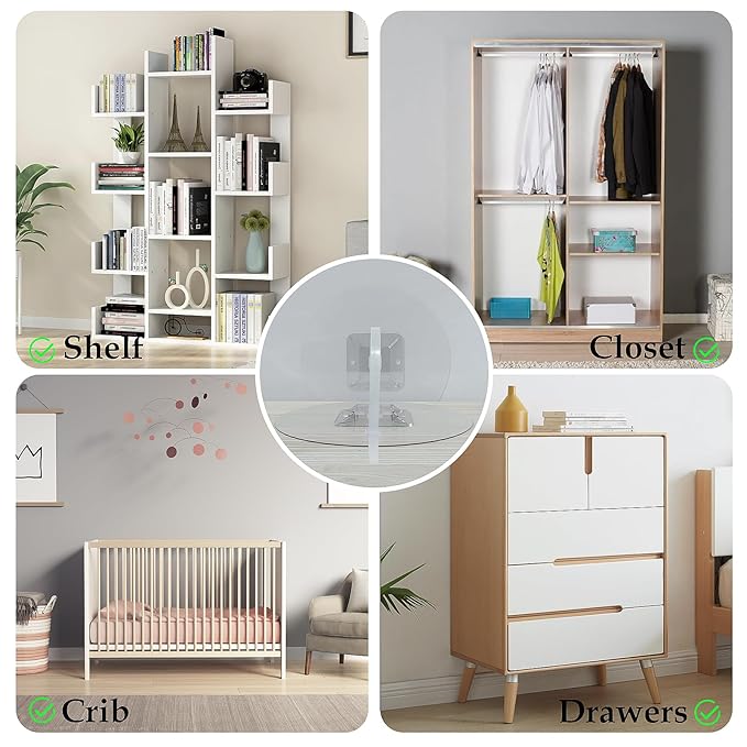 Furniture Anchors (30 Pack) No Drill Upgraded Furniture Straps for Baby Proofing, Self-Adhesive Secure 168 Pound Furniture Prevent Falling Anti Tip Earthquake Straps for Child Safety