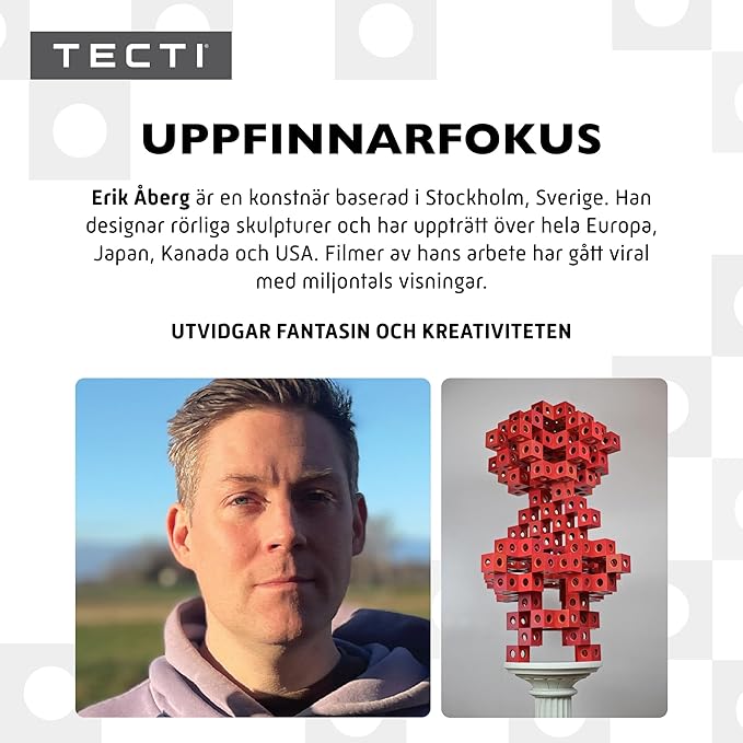 TECTI Kinetic Building System - Cubes with Seismic Moves - Consists of 3-Dimensional Interconnected Cubes - Build Over 50 Dynamic Structures - by Fun in Motion Toys