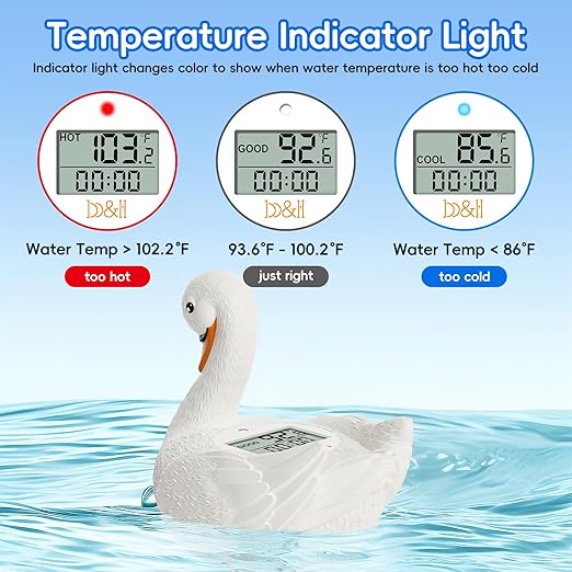 b&h Baby Bath Thermometer, Swan Digital Infant Safe Bath Thermometer - Reliable Temperature Readings - Easy to Read Screen- Shower Timer - Waterproof and Floats in Water, Newborn Must Haves