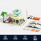 Interstellar-Diner Lighting-Building-Bricks City Set - 2188 Pcs Road UFO Drive-in Restaurant Modular Collection LED Light Space Car Restaurant Set for Adults and Travelling Enthusiasts