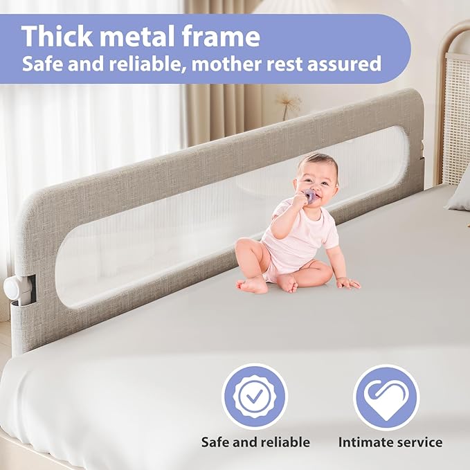 Baby Bed Rails Guard for Toddlers - Toddler Bed Rail for Queen Full King Twin Crib Bunk Size Bed Adjustable Heights & Foldable Bedrail Extra Tall Child Safety Side Railing Guards for Kids(78.7")