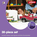 Schleich Horse Club - 38PC Trailer and Truck Transporter Playset with Realistic Horse and Rider Figurines and Accessories - Interactive Toys for Girls and Boys - Kids Ages 5+ | 42346