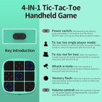 Tic-Tac-Toe Bolt Game, 4-in-1 Handheld Puzzle Game Console, Electronic Tic-Tac-Toe Toy, Educational and Memory Growth, Portable Travel Games for Car Ride, Board Games for Kids and Adults (Cyan)