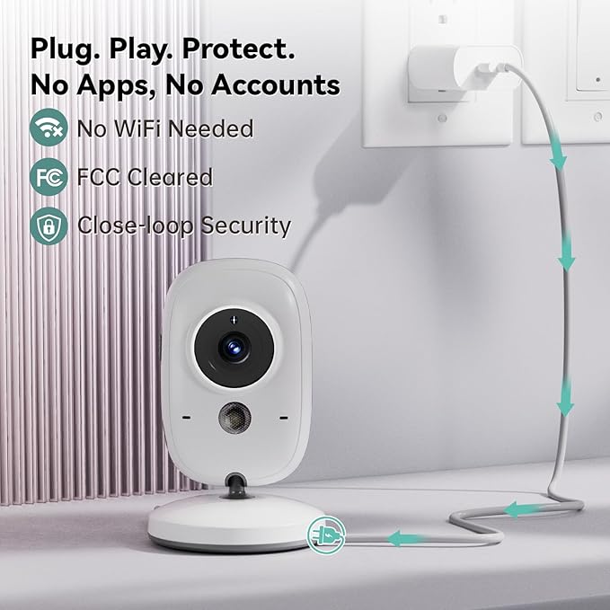 No WiFi Baby Monitor with Camera and Audio,Lag-Free Connection,Plug & Play,IPS Screen,HD Camera,Night Vision, 2-Way Talk,8 Lullabies,1000ft Range,Portable Baby Monitor,2025 Parents' Trusted Choice