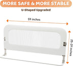 Bed Guard Rail for Toddlers - 59inch Foldable & Adjustable Height Baby Bed Safety Side Rails - Large Toddler Crib Railing Guard for Twin, Bunk, Full Size, Queen & King, Full Size Bed