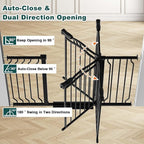 Fairy Baby 71.7"-81.1" Extra Wide Baby Gate for Stairs, Large Pet Dog Gate for Wide Openings, Pressure Mounted Safety Child Gate, Metal Auto Close Long Pet Gate for Doorways with Walk Thru Door, Black