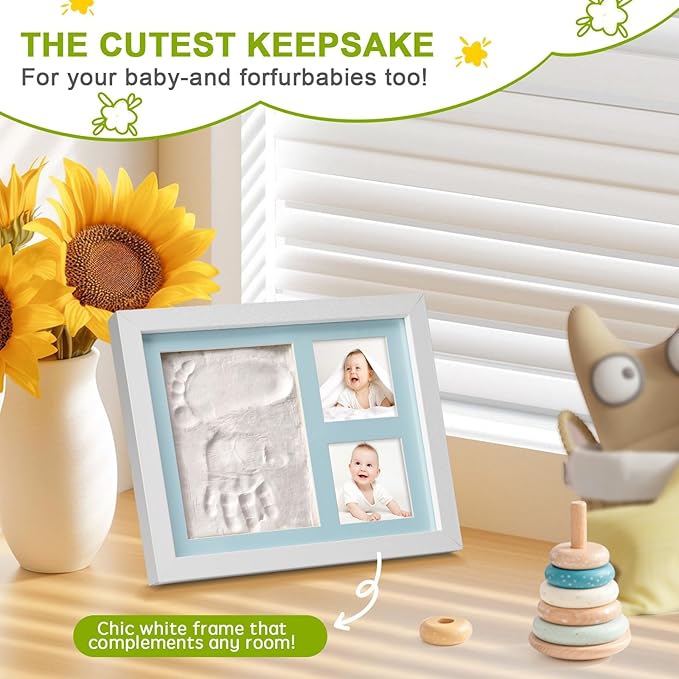 Baby Keepsake Frame,Personalized Newborn gifts,Newborn footprint kit,Baby hand and footprint kit,new mother gifts(grey)