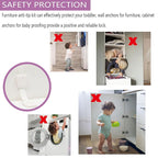 Upgraded No Drill Adhesive Furniture Anchor, Adjustable Anti Tip Furniture Wall Straps for Baby Proofing & Pets, Secure to Playroom, 2Pack