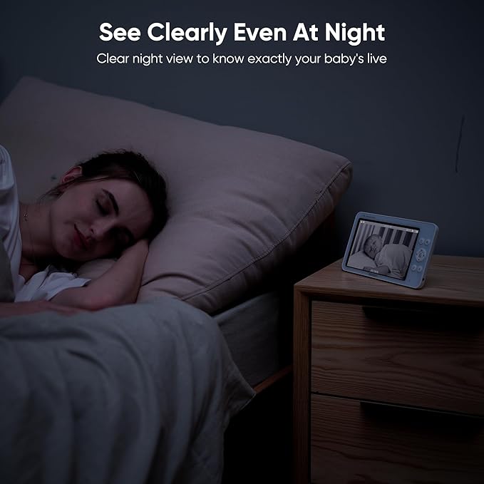 bonoch Add-on Baby Camera Unit for BBM01/ BBM03/ BBM05, 720p HD Video Baby Monitor Camera No WiFi, Security Split-Screen, Auto Night Vision, 4X Zoom, 2-Way Audio, Temperature Sensor, 8 Lullabies