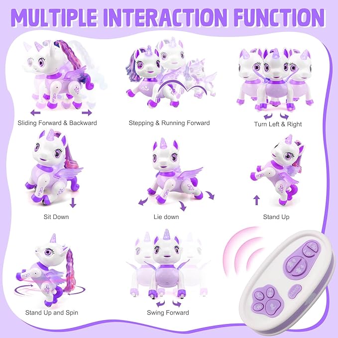 Unicorn Toys for Girls Age 4-6: Robot Pets for Kid Remote Control Robot Toy for Ages 5-7 Smart Robots Girl Toy 4-5 Robot Toy for Kid 8-12 Birthday Gifts for 3 4 5 6 7 8 Year Old Girl, Purple