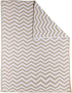 Living Textiles Chenille Knitted Blanket - Taupe Chevron