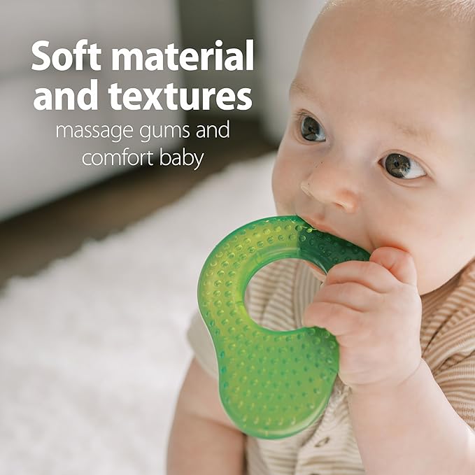 Dr. Brown's AquaCool Water-Filled Teether, Cooling Teether Toy for Babies, Soothes Sore Gums, Avocado Toast Shapes, BPA Free, 3m+, 2-Pack