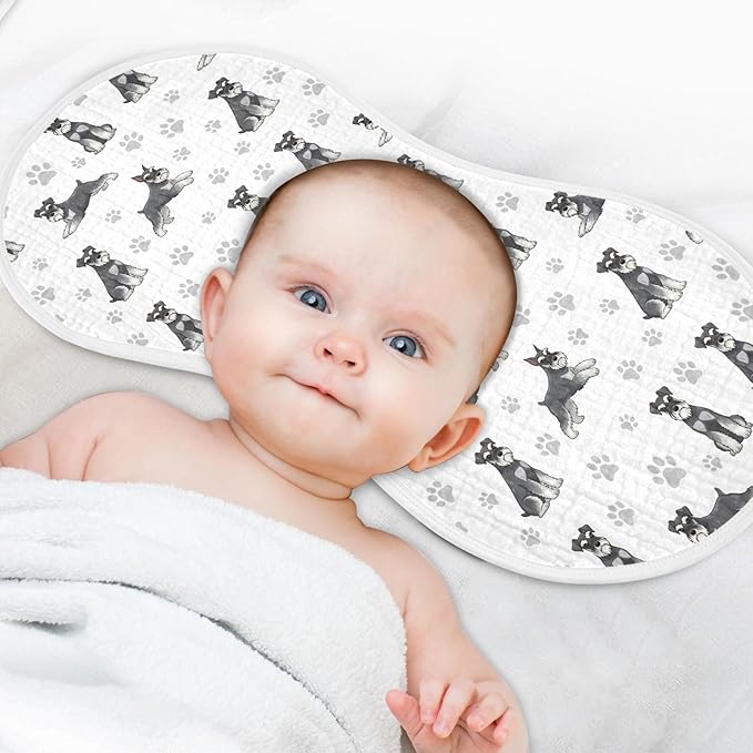 1 Pack Muslin Burp Cloths Miniature Dogs White Cotton Baby Burp Cloths Ultra Absorbent Soft Thick Burping Cloth for Newborn Must Haves 22x11 Inch