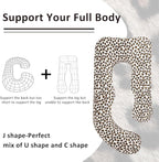 Chilling Home Pregnancy Pillow, J Shape Pregnancy Pillows for Sleeping, Body Pillows for Adults, Maternity Pillow for Pregnant Women, with Velvet Removable Cover, Leopard Print