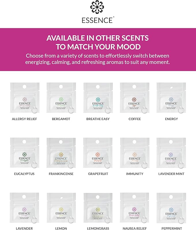 Essence Wearable Aromatherapy Nasal Diffuser – Nausea Relief Essential Oil Nose Ring – Personal Scent Clip for Travel, Work & Everyday Use – Made in USA (3 Pack)