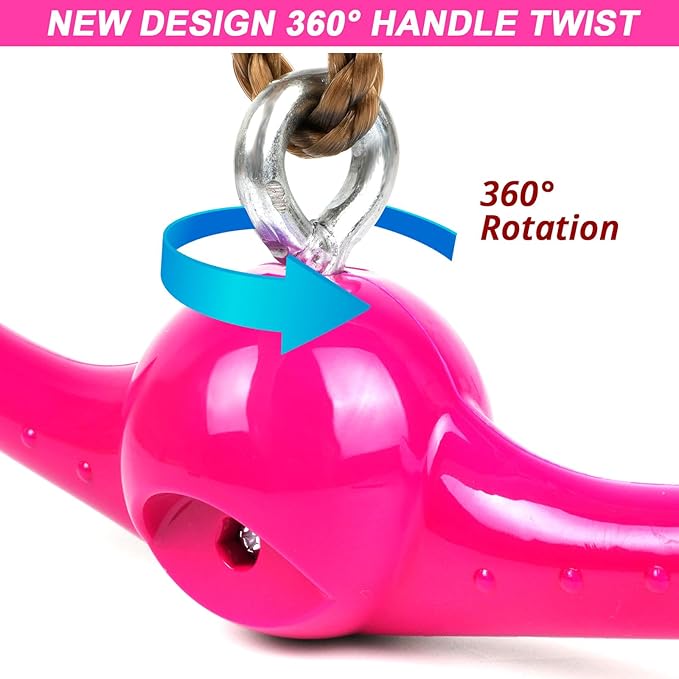Ninja-Twister Swing Spins Set: Slackline Attachments - 360° Handle Twist-Spin Flips Toy Activate Ninja Powers - Ninja Warrior Accessories - Kids Ninja Hang Toys for Playground Backyard,Pink
