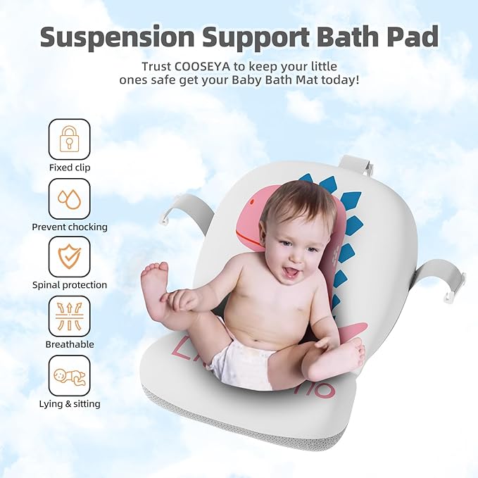 MoreFeel Collapsible Baby Bathtub for Newborn with Thermometer & 1 Hooded Towel & 1 Soft Floating Cushion,Portable Travel Bathtub with Drain Hole, Durable Foldable Baby Tubs for Infants to Toddler