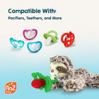 RaZbaby Monkey RaZbuddy w/RaZberry Teething Relief Pacifier – Soothes Sore Gums w/Nature-Inspired Texture, 100% BPA-Free Silicone Teether, Detachable Stuffed Animal – 3 Months+ Teether, Green