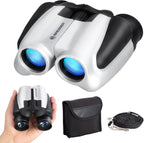 BRESSER 10x25 Binoculars for Adults and Kids, Folding Compact Binocular with Weak Light Vision, Lightweight Small Binoculars for Bird Watching, Travel, Concerts, Hunting, Hiking (White)