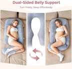 Momcozy Pregnancy Pillow for Sleeping, Dreamlign U Pro Maternity Pillow with Adjustable Leg Pillow, Removable Cover - Support for Back, Hip, Belly, Legs for Pregnant Women, 50-72 Inch Full Body Pillow