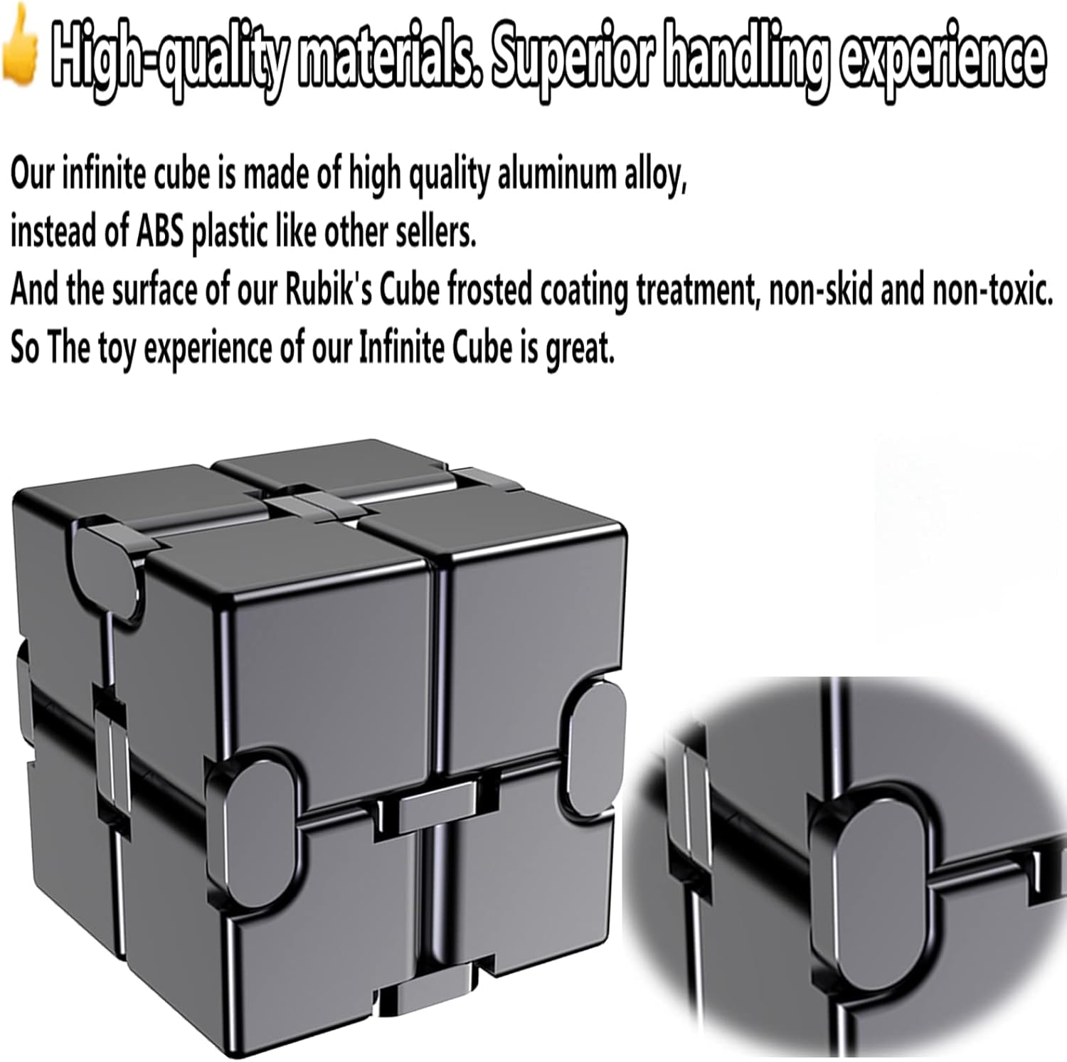 Infinity Cube Fidget Toys Anxiety Stress Relief Toys for Men Aluminum Alloy Material (Gray)