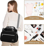 GOGOSO Crossbody Small Diaper Bag, Cute Mini Baby Diaper Tote Bags with Insulated Pockets for Traveling Outdoor Parent, Black