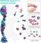 Wooden Puzzle for Adults, Ninja Turtle Wooden Jigsaw Puzzles (11.7 * 23.6in-500pcs), Unique Shape Animal Adult Puzzles,Irregular Wood Puzzles Best Gift for Adults and Kids Family Game