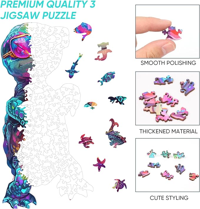 Wooden Puzzle for Adults, Ninja Turtle Wooden Jigsaw Puzzles (11.7 * 23.6in-500pcs), Unique Shape Animal Adult Puzzles,Irregular Wood Puzzles Best Gift for Adults and Kids Family Game