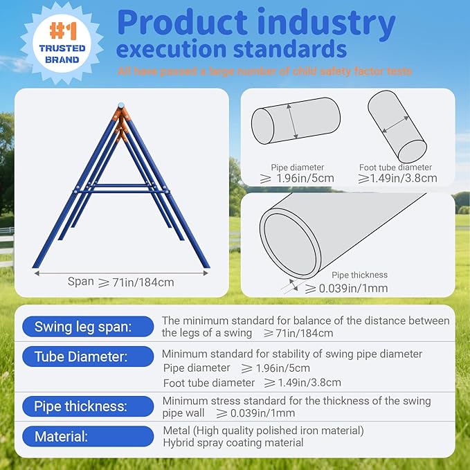 5-in-1 Heavy-Duty Metal Swing Set for Backyard - 500lb Capacity Outdoor Playset with Basketball Hoop & Climbing Rope