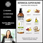 pureSCRUBS Ultra Moisturizing Lemongrass Body Oil Spray for Dry Skin, Massage, & More, Organic Super Blend of Jojoba, Argan, Coconut, Sweet Almond & Avocado Oils Enriched with Vitamin E, Lg 4oz