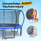 ORCC 1200LBS Weight Capacity Trampoline 16 15 14 12 10 8 FT for Kids with Safety Enclosure Net for Children Adults Outdoor Yard Trampolines