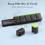 Weekly Pill Organizer Magnetic, Removable Pill Box 7 Day 1 Time a Day, Large Pill Case Travel, Week Once Daily Medication Dispenser, Medicine Container Holder for Supplement Vitamin, Green