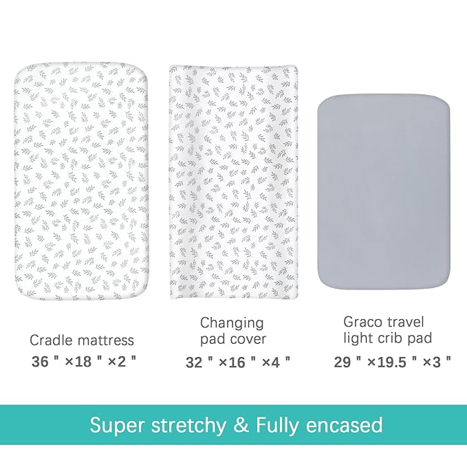 Changing Pad Cover, Diaper Changing Pad Covers 4 Pack, Fitted Baby Changing Table Sheets for 32''×16'' Change Table Pad, Cradle & Bassinet Sheets for Boys & Girls, Soft & Breathable