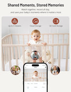 PARIS RHÔNE Video Baby Monitor, 2K UHD WiFi Camera, Night Vision, 5” Smart Baby Monitor with App Control, Motion and Cry Detection, AI Tracking, Three-Way Audio, RGB Night Light, Lullabies