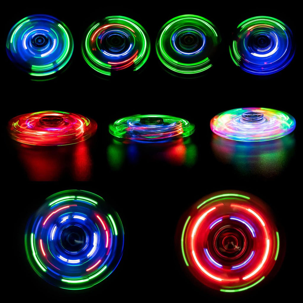 FIGROL 2 Pack Fidget Spinners｜LED Light Up Crystal Fidget Spinners for Children｜Glow in The dark Goodie Bag Stuffers Classroom Prizes Return Gifts