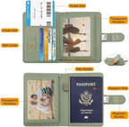 Melsbrinna Rfid Passport Holder for Travel women/Men, Cute Passport Wallet Rfid Blocking Card Slots, Rfid Passport Cover/CaseTravel Wallet, Passport Book Holder (1, LG GREEN)