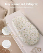 Blissful Diary Muslin Baby Changing Pad with Waterproof Lining Foam, Baby Changing Table Pad with Cover for Dressers (Botanical Leaf, Avocado)