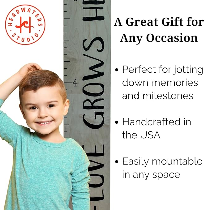 Wooden Growth Chart – Kids Height Chart, Wall Measurement for Kids, Height Chart for Wall, Growth Ruler for Children – Tribal Gray (63"x6.7")