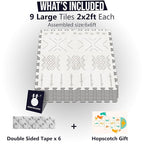 MOON WALKERS Stylish Boho Baby Play Mats for Floor,(6x6ft) Play Mat for Babies and Toddlers, Non-Toxic, Soft, Thick, Tummy Time Mat for Crawling (Extra Large 9 Tiles, Ivory Aztec)