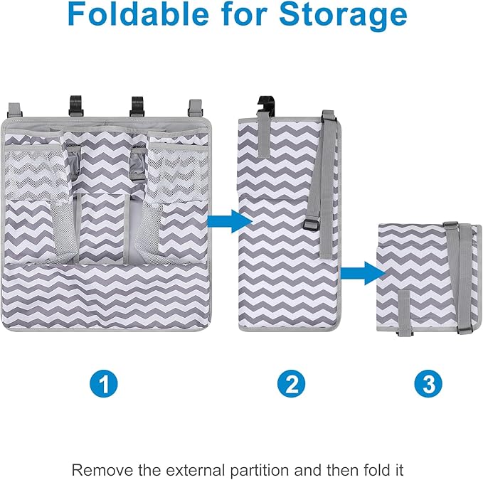 Accmor Changing Table Diaper Organizer, Hanging Diaper Caddy Organizer Stacker for Cribs Changing Table Playard Wall Baby Essentials Storage, Stripe