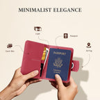 ALLIVE Rfid Passport Holder for Travel, Women, Rfid Passport Cover Wallet, Genuine Leather Passport Holder for Travel with AirTag Hidden, Airport Essentials, Travel Gifts (Rose Pink)