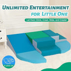 6-Piece Soft PU Leather Toddlers Climbing Toys, Indoor Climb and Crawl Activity Play Set, Foam Play Gym Climbing Structures for Toddlers 3, Baby Foam Blocks for Toddler