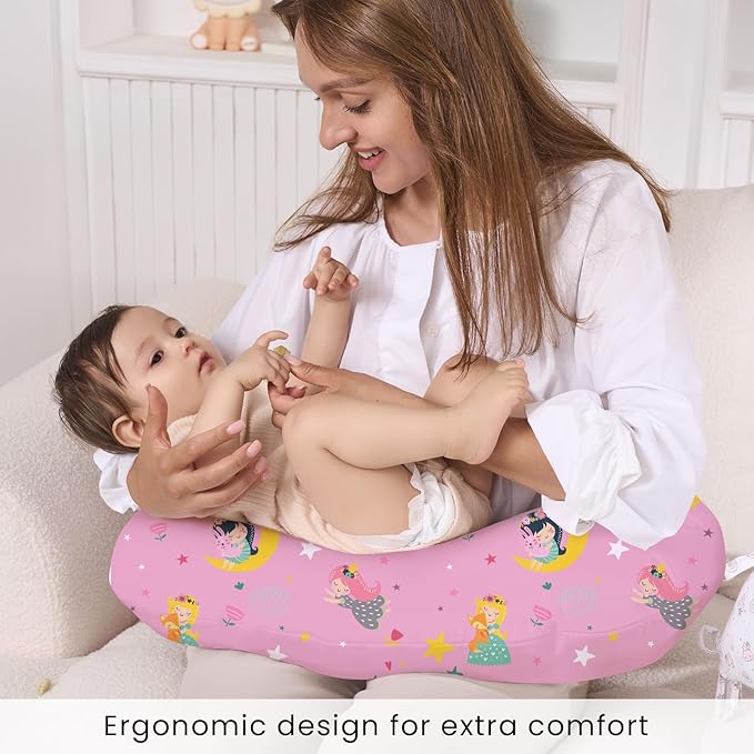 Plushii Nursing Pillow for Breastfeeding, Breathable Breast Feeding Pillow and Positioner with Removable Cover for More Support, Tummy Time and Bottle Feeding Support Pillow, Moon Fairy