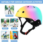 Color Gradient Adjustable Kids' Helmet with Knee & Elbow Pads Set | Multi-Sport Safety Gear for Boys & Girls Ages 5-14 | Skateboarding, Scooters, Roller & Inline Skating, Longboarding