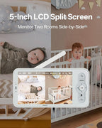 ARENTI Baby Monitor, Cry & Motion Detection, 2K Smart Baby Camera with 5-Inch Upgraded Wireless Display, Two Way Audio, Super Night Vision, Temp & Humidity Sensor, Lullabies
