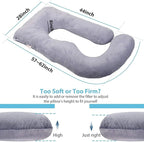 Pregnancy Pillow J-Shaped Full Body Pillow,59 inch with Jersey Cover Easy to Remove and Wash, Support Pregnant Women's Backs Legs and HIPS, Improve Sleep,Pregnancy Pillow for Women ，Dark Blue