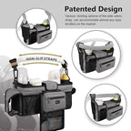 TOPDesign Universal Baby Stroller Organizer, Double Stroller Caddy with Detachable Mesh Bag & Heightened Insulated Cup Holders & Non-Slip Secure Hooks Accessories, Fits Most Strollers (Zoo)