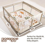 Baby Play Mat, 50x50 Playpen Mat with Super Soft Touch, Activity Mat with Upgraded Anti-Slip Bottom, Machine Washable Crawling Mat for Floor & Picnic(Boho Nature)