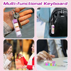 Keyboard Fidget Toys Adults Fidget Keyboard Clicker with LED Light Keychain Sensory Toys for Anxiety Stress Relief (Macaron1, 4 in 1)